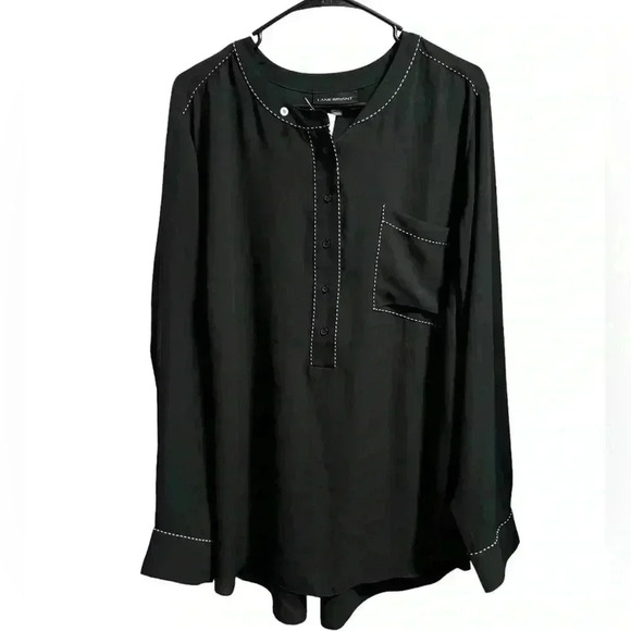 Lane Bryant Black Long Sleeve Popover Blouse Size 22/24 - Picture 1 of 5